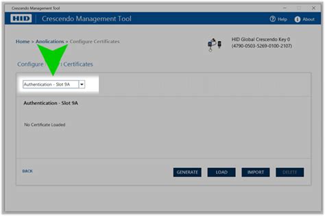 Selecting a Digital Certificate Type and Slot 